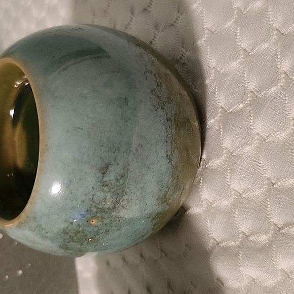 Vintage Glazed Ceramic Set Of Two Tea Light Candle Holders 2"x2" - Picture 4 of 5